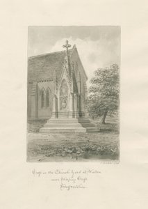 Walton-on-the-Hill Church - Church-yard Cross: sepia drawing 作者 约翰·巴克勒