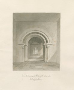 瀑布教堂-Chancel内部：棕褐色绘画，1847年 作者 约翰·巴克勒