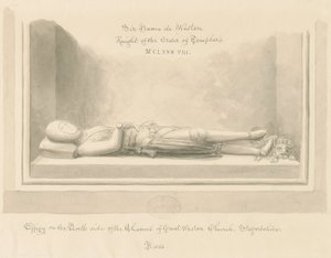 蜥蜴教堂韦斯顿-哈莫·德·韦斯顿爵士雕像：棕褐色水墨画，1842年 作者 约翰·巴克勒