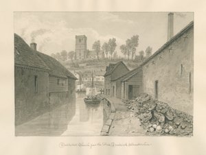 伍斯特郡-德罗伊特威奇-多德希尔教堂远景：棕褐色画，1833年 作者 约翰·巴克勒