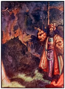 来自朝圣者的Demas从这个世界的进展到将要来的约翰·班扬（1628-1688）Byam Shaw（1872-1919）的插图显示Demas邀请朝圣者来工作银矿 作者 约翰·拜姆·李斯顿·肖