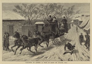 在魁北克滑雪，在Citadel山上四人游玩