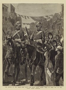 从埃及返回部队，皇家骑兵卫队（蓝色）前往奥尔巴尼街军营