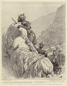 随着Tirah Field Force，骑兵在Bargolai Pass进行侦察