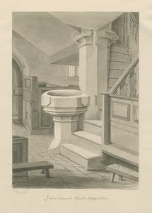 Cannock教堂的字体：棕褐色绘图，1841年