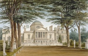 伦敦豪斯洛区奇斯威克的奇斯威克大厦的正面图，1822年