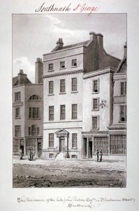 位于伦敦南华克的布莱克曼街的房子，1827年。       作者 约翰·切塞尔·巴克勒