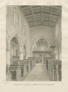 Blithfield教堂内部：棕褐色绘图，1824年 作者 约翰·切塞尔·巴克勒