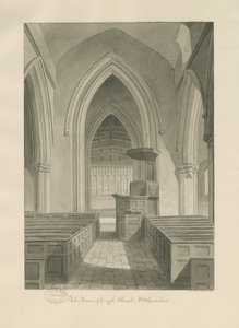 Leigh Church 的内部：棕褐色绘图 作者 约翰·切塞尔·巴克勒