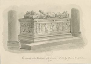 Penkridge Church - Tomb of [Sir Edward Littleton]: sepia drawing 作者 约翰·切塞尔·巴克勒