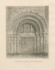 Tutbury小修道院教堂-南门口：棕褐色水墨画，1812年 作者 约翰·切塞尔·巴克勒