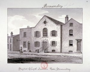 1826年伦敦百蒙西牙买加街浸礼会教堂的景色 作者 约翰·切塞尔·巴克勒