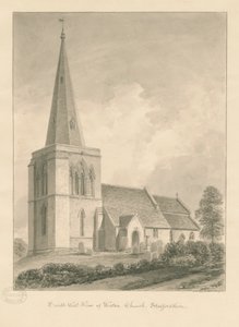 Weston-on-Trent Church: sepia drawing 作者 约翰·切塞尔·巴克勒