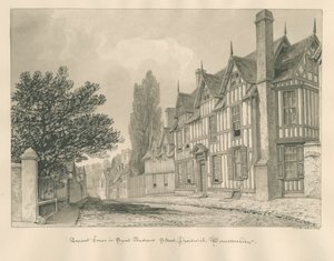 伍斯特郡 - Droitwich - 圣安德鲁街古屋：棕褐色绘图 作者 约翰·切塞尔·巴克勒