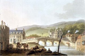 老桥，选自《巴斯图解系列》，由约翰-希尔（1770-1850）雕刻，由威廉-米勒出版。