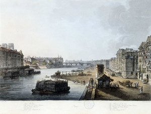 巴黎，圣母院桥--J.C.的画作。马茨，约1810年 作者 约翰·克劳德·纳特斯