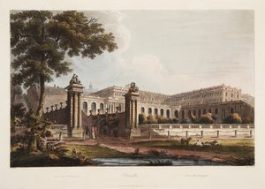 来自The Orangerie的凡尔赛宫，凡尔赛宫，巴黎和圣丹尼斯，酒吧的插图。 1805（aquatint） 作者 约翰·克劳德·纳特斯