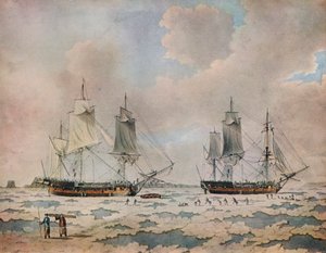 马尔格雷夫勋爵的发现之旅的船只在极地地区嵌入了冰层》，1774年 作者 小约翰克利夫利