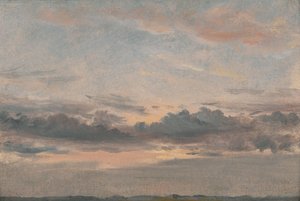 一个云的研究，日落，约1821年。 作者 约翰·康斯特勃