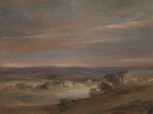 Hampstead Heath上的风景，清晨，约1821年。 作者 约翰·康斯特勃