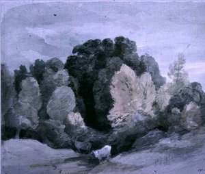c.1805附近的木材边缘的牛 作者 约翰·康斯特勃