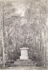 1823年，莱斯特郡Coleorton Hall的约瑟夫·雷诺兹爵士纪念碑（铅笔画） 作者 约翰·康斯特勃