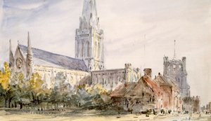 奇切斯特大教堂"，苏塞克斯，约1796-1837年 作者 约翰·康斯特勃