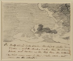 云研究（在亚历山大科恩雕刻天空之后），第1822-23页（石墨在纸上） 作者 约翰·康斯特勃
