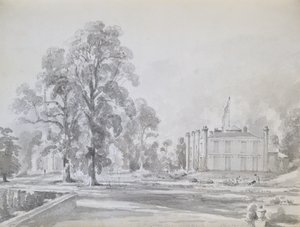 莱斯特郡的Coleorton Hall，Sir George Beaumont的家（笔和洗） 作者 约翰·康斯特勃