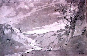 在巴克斯顿附近的鸽子，1801年（铅笔和棕褐色洗） 作者 约翰·康斯特勃