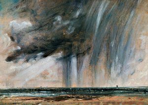 海面上的暴雨，带雨云的海景研究，约 1824-1828 年，约翰-康斯特布尔（1776-1837 年）作，纸上油画，22.2x31 厘米 作者 约翰·康斯特勃