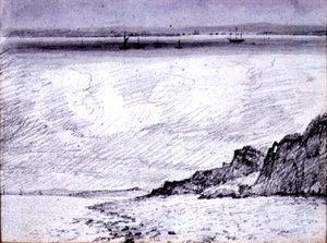 希尔内斯; Southend附近的海岸场景，1814年（绘图） 作者 约翰·康斯特勃
