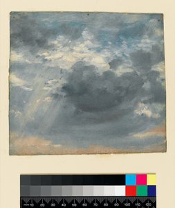 有一束阳光的天空研究，约 1822 年（纸面油画） 作者 约翰·康斯特勃