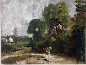 Stoke-by-Nayland（布面油画，约 1830 年） 作者 约翰·康斯特勃