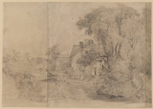 Willy Lotts House，东伯格霍尔特，1820年（黑色粉笔在纸上） 作者 约翰·康斯特勃