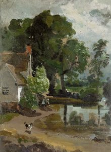 Willy Lott&39;s House，靠近Flatford Mill，1811年（纸上油画） 作者 约翰·康斯特勃