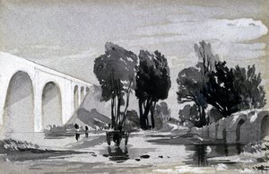 Blythe高架桥，Hampton-in-Arden，c.1838（笔和墨水在纸上洗）