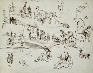 伦敦和伯明翰铁路的建设，约 1835 年（纸本棕色墨水；合成草图）