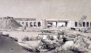 汉普斯特德路桥，1836年10月5日（笔和墨水在纸上洗） 作者 约翰·库克·伯恩