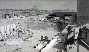汉普斯特德路桥，从卡姆登一侧，1836年8月16日（笔和墨水在纸上洗） 作者 约翰·库克·伯恩