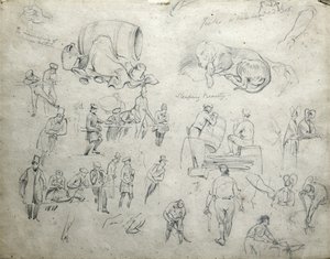 杰克的白发鲍勃，睡美人，c.1835-38（纸上铅笔；合成草图） 作者 约翰·库克·伯恩