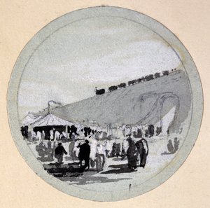 开幕，伦敦和伯明翰铁路，c.1838（笔和墨水在纸上洗） 作者 约翰·库克·伯恩