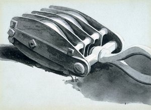 用于铁路建设的滑轮，1833-38（笔和墨水在纸上洗） 作者 约翰·库克·伯恩