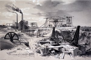 泵，通风井，Kilsby隧道，北安普敦郡，1837年7月15日（钢笔和墨水在纸上洗） 作者 约翰·库克·伯恩
