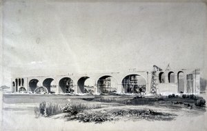 Wolverton Viaduct，1837年6月30日（笔和墨水在纸上洗） 作者 约翰·库克·伯恩