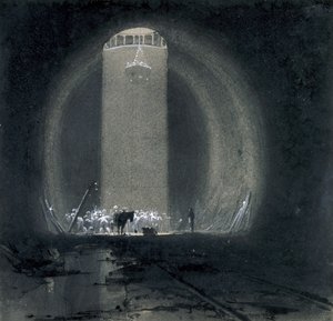 工作轴，1877年7月8日北安普敦郡基尔斯比隧道（钢笔和墨水在纸上洗） 作者 约翰·库克·伯恩