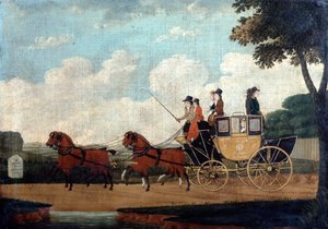 1799年，从切姆斯福德到伦敦的皇家邮政教练。 作者 约翰·科德雷