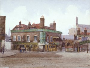 位于伦敦城市路和巴斯街交界处的绿门酒馆，约1880年 作者 约翰·克劳瑟
