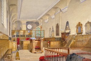 伦敦市伍德街的圣迈克尔教堂内景，1888年 作者 约翰·克劳瑟