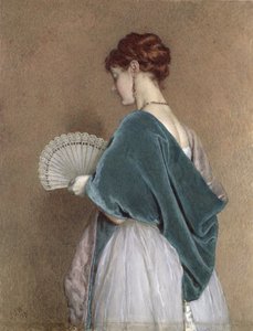 风扇的女人，1871年（铅笔和纸上的wc）